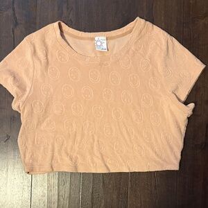 Smiley Face Tan Crop Top